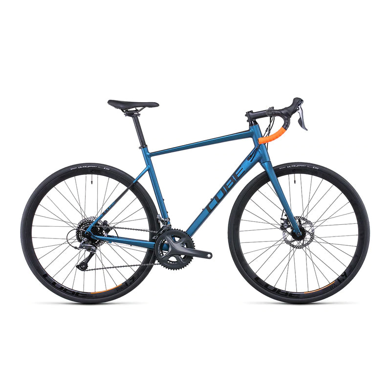 Bicicleta de ruta CUBE Attain Atlanticblue'n'Orange 2022 / Transmisión 2x8 velocidades